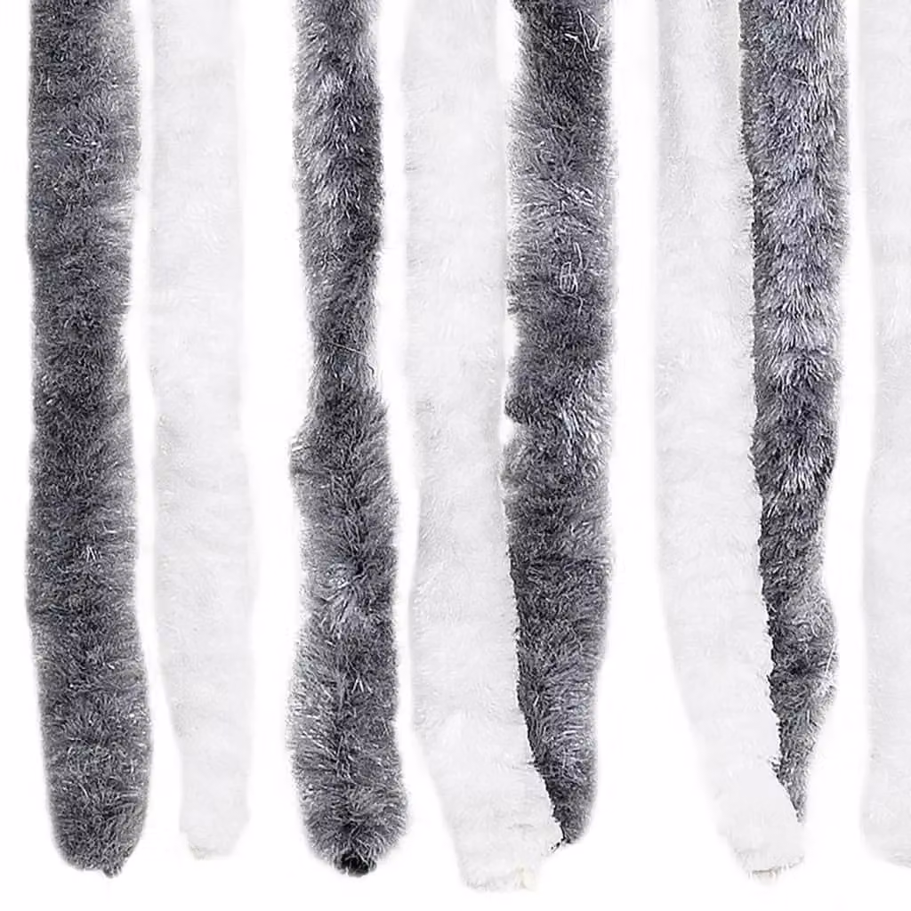 Berkfield Home Grey and White Striped Chenille Insect Curtain, W/H: 100 x 220 cm – 3