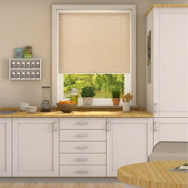 NewEdgeBlinds Natural PVC Venetian Blind with 25mm Slats, W: 175 cm, H: 152 cm