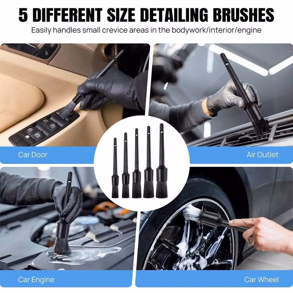 VOGREX 29-Piece Soft Car Detailing Brush Cleaning Kit in Blue – 3
