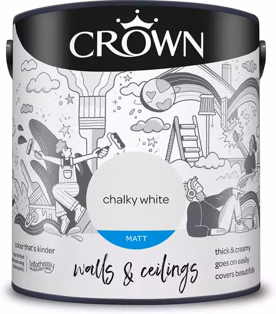 Crown Matt Breatheasy Water Based Dispersion Emulsion Paint in White