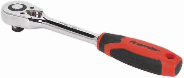 Loops Pear-Head Ratchet Wrench 1/2 inch Sq Drive with Flip Reverse and 48-Tooth Mechanism in Red and Multicolour Chrome Vanadium