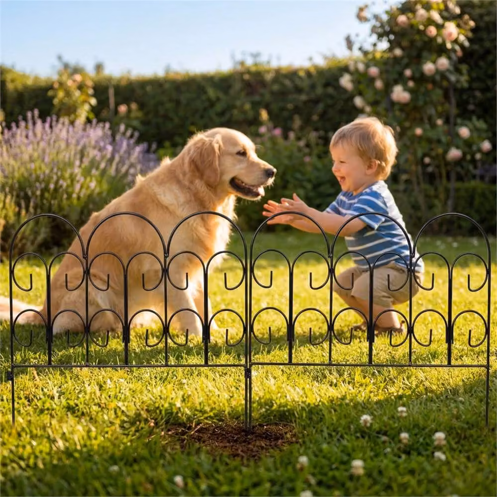 VOGREX 5 Metal Garden Edging Panels Lawn Path Border Fence, Black – 3