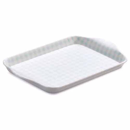 Zeal Mini Melamine Serving Tray with Handles, Blue, W: 18 cm x D: 14 cm x H: 2 cm