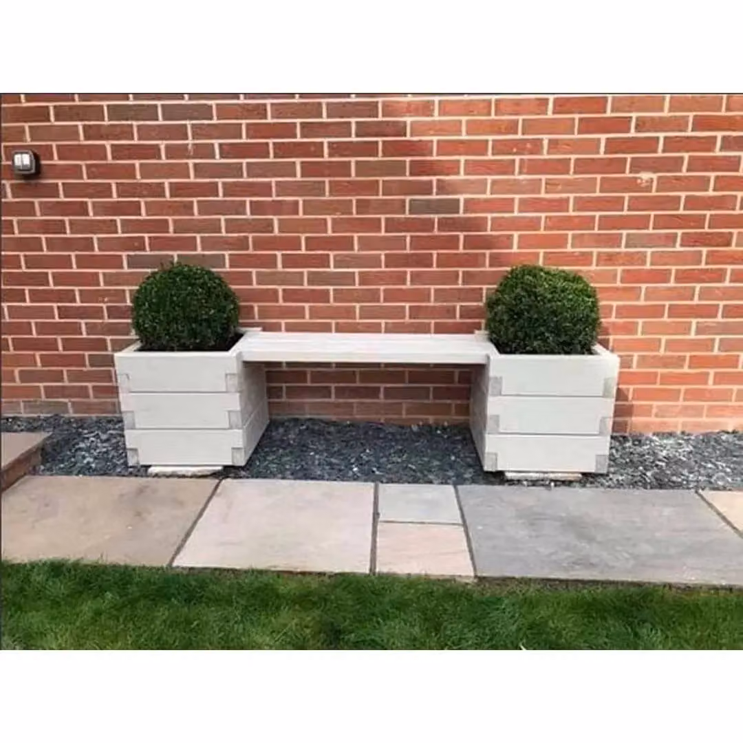 CW Bespoke Outdoor Brown Wooden Garden Planter Bench W: 40 cm, D: 40 cm, H: 40 cm – 3
