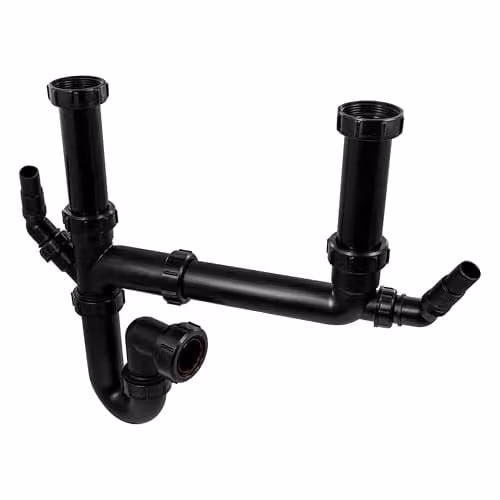 McAlpine SK2A-BL Black Double Bowl Kitchen Sink Kit