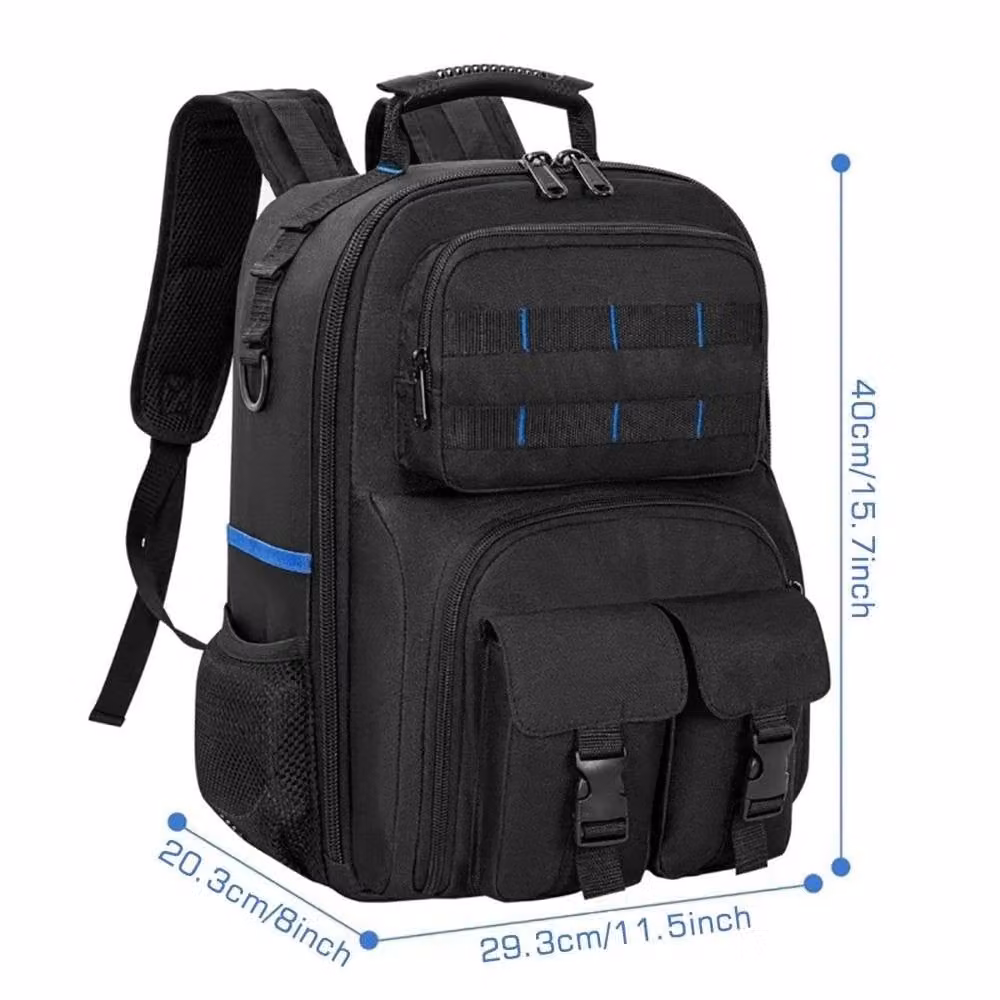 NESTLUNE Heavy Duty Professional Electrician Tool Backpack, Black, W/D/H: 100 x 40 x 20.3 cm – 2