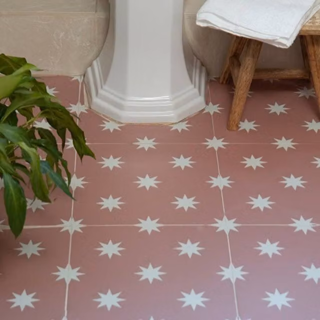 Quadrostyle Starry Night Rose Pink Floral Adhesive Wall and Floor Vinyl Tile Stickers, Pack of 4, W/D/H: 30 x 30 x 0.36 cm – 1
