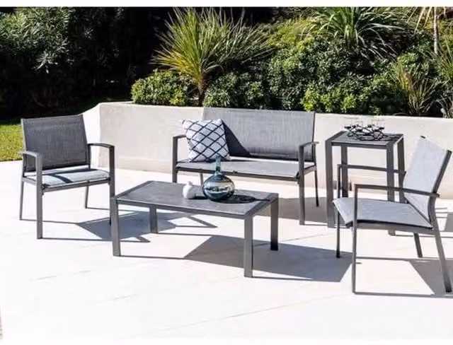 Better Garden Modern Wood 4 Seater Outdoor Lounge Sofa Set in Grey