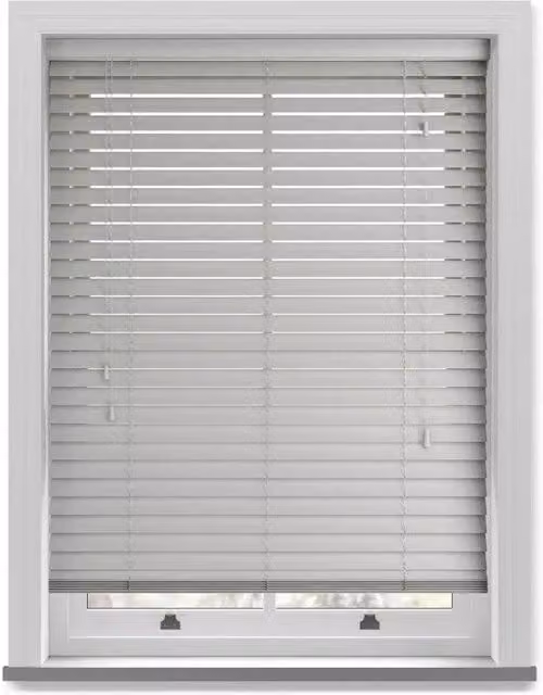 New Edge Blinds Grey Grained Faux Wood Venetian Blind with 50mm Slats, W: 175 cm, H: 150 cm
