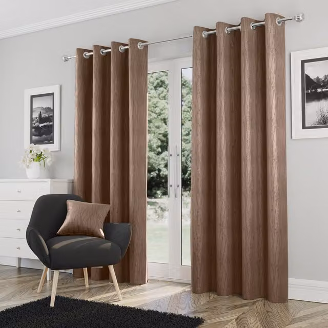 Enhanced Living Goodwood Bronze Eyelet Thermal Room Darkening Curtains, Bronze, Height: 229 cm