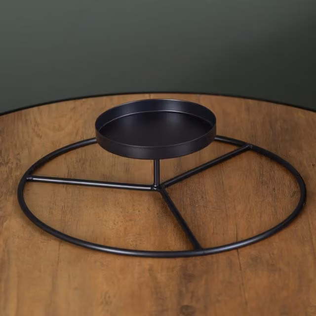 Samuel ALEXANDER Modern Round Metal Pillar Candle Ring Holder, Black, Diameter: 25 cm – 1