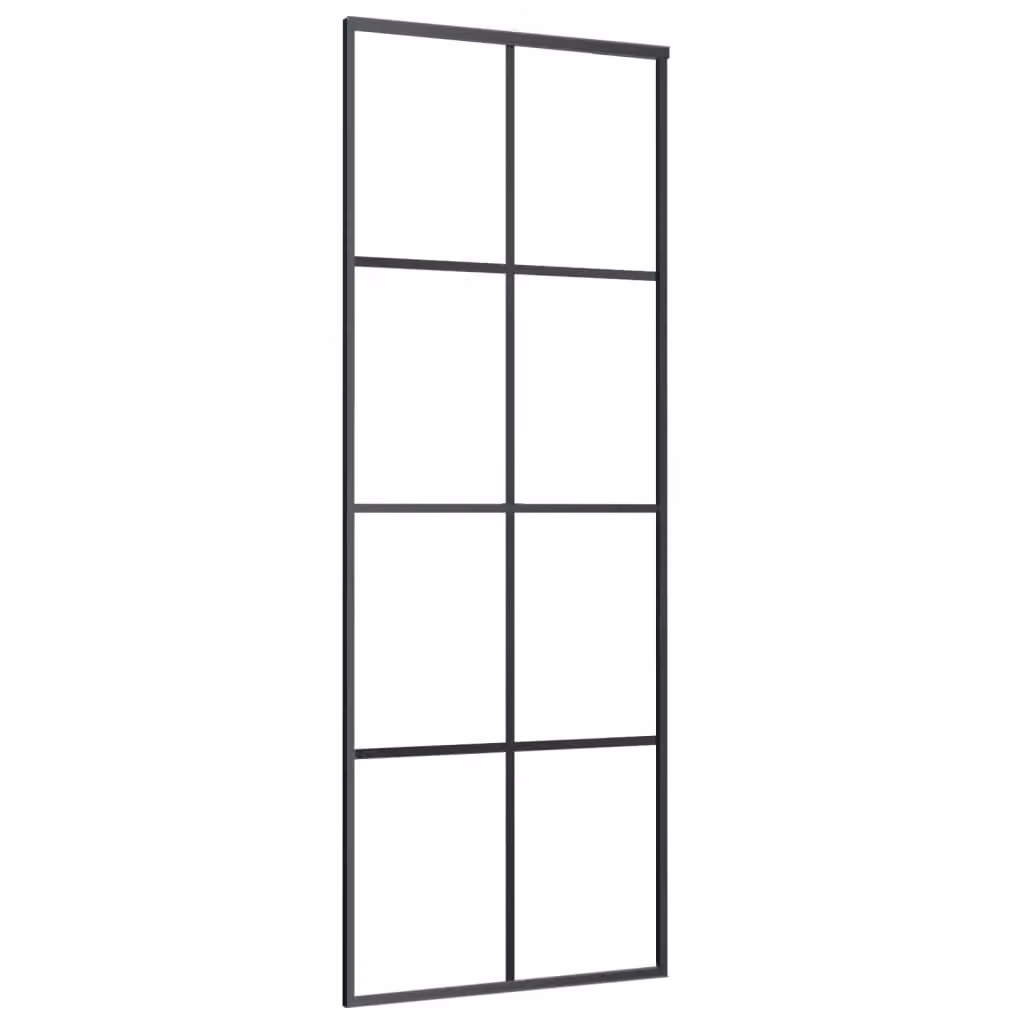 Berkfield Home Black Aluminium and ESG Glass Sliding Door W: 76 cm, H: 205 cm – 2