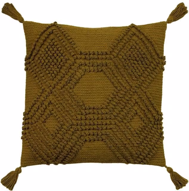 Furn Halmo Tufted Woven Tasselled Cushion in Green, W/D/H: 45 x 45 x 45 cm – 1