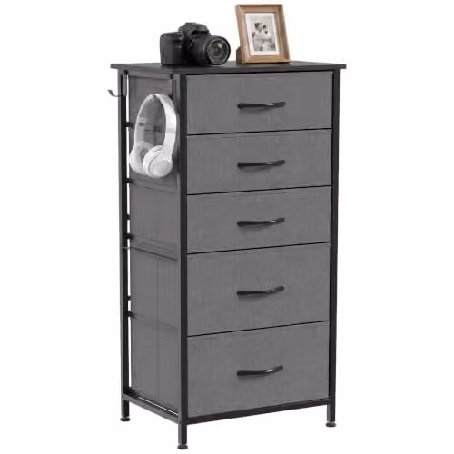 HOMCOM Modern Grey Wall Mounted Chest of Drawers for your Bedroom – 1