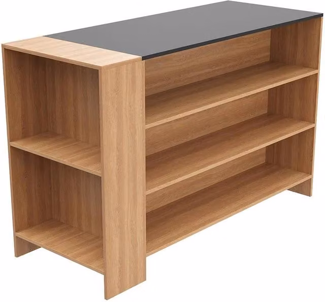 FLAVORA Wooden Breakfast Bar Table and Kitchen Island with Storage in Brown, W/D/H: 100 x 60 cm – 1
