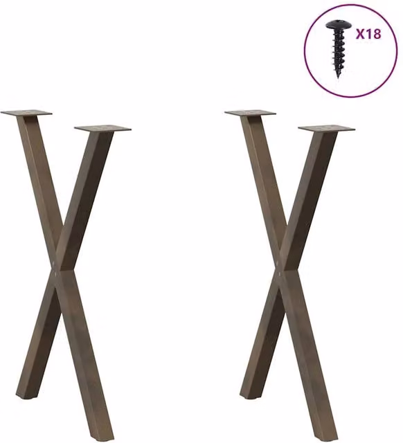 Berkfield Home Modern X-Shaped Dining Table Legs, 2 Pieces, Brown Matt Metal
