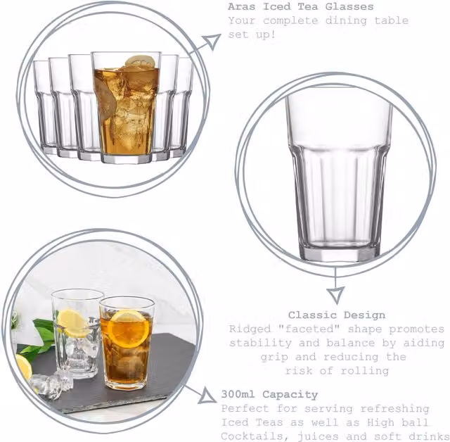 LAV Aras Transparent Glass Highball Tumbler, 300ml, Pack of 12 – 1