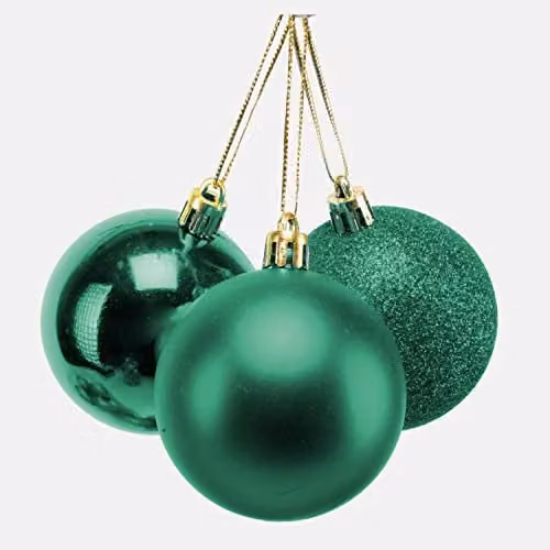 Shatchi 12-Piece Shatterproof Christmas Bauble Hanging Decorations in Green and Silver – 1