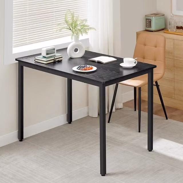 VASAGLE Rectangular Dining Table in Black for Kitchen, Living Room or Home Office, W: 120 cm, D: 70 cm, H: 77 cm