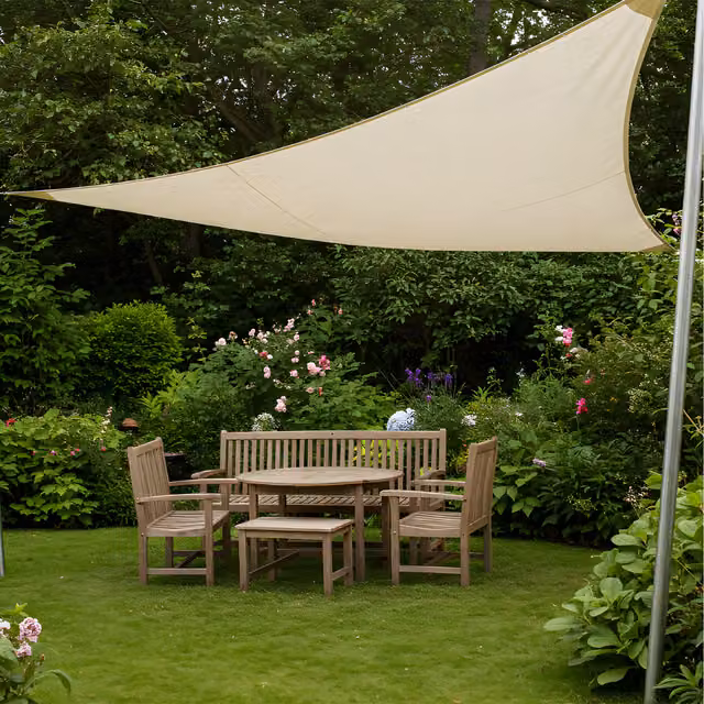 Kookaburra 3m Triangle Pro Waterproof Garden Sail Shade in Ivory with UPF 50 Protection