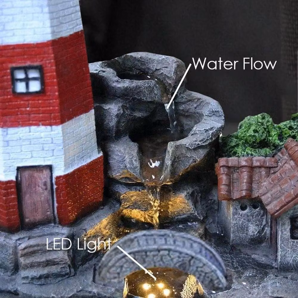 FLAVORA Grey LED Cascade Water Feature for Indoor or Outdoor Use, W/D/H: 59.0 x 36.5 x 26.0 cm – 6