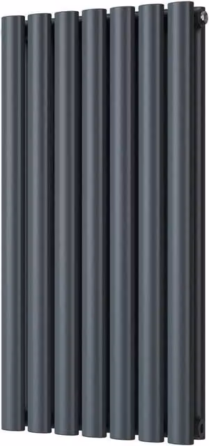 Omeara Anthracite Double Panel Vertical Radiator, W: 40.6 cm, H: 80 cm