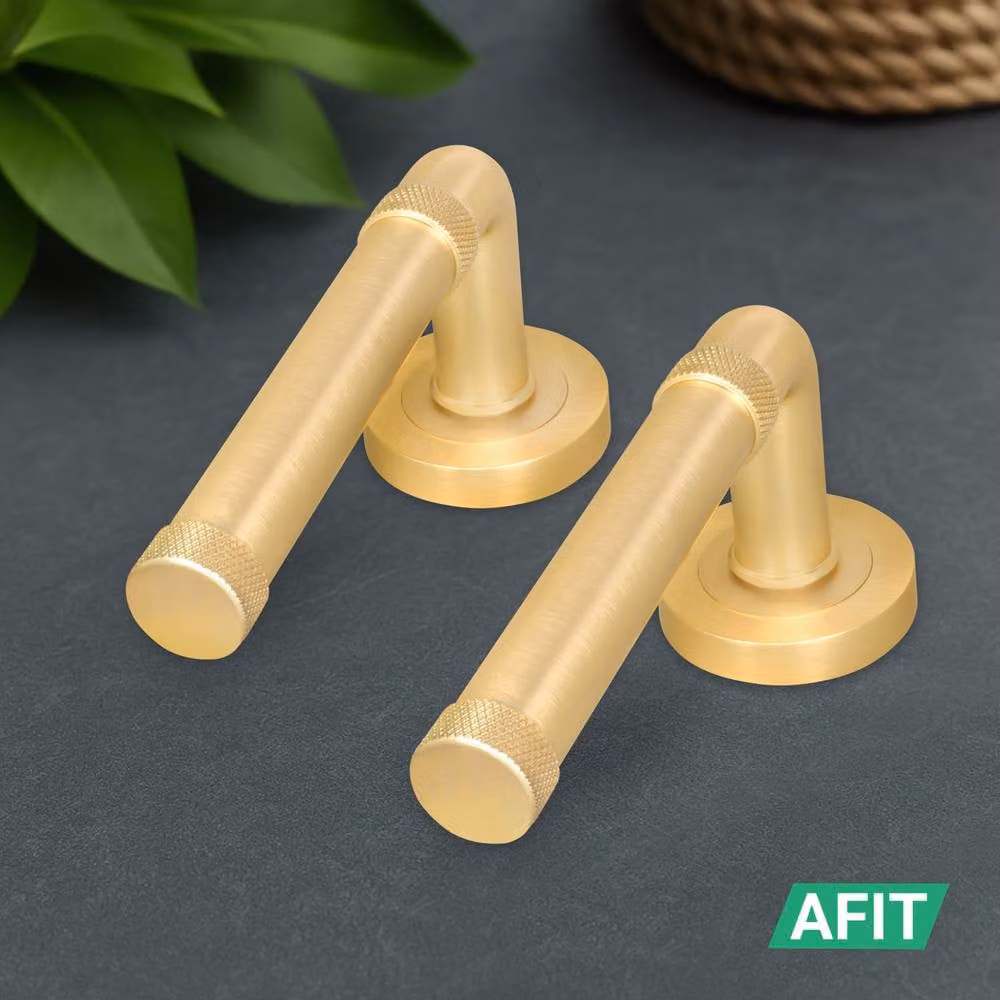 AFIT Satin Brass Door Handle and Latch Set, Gold, 5 Pack – 6