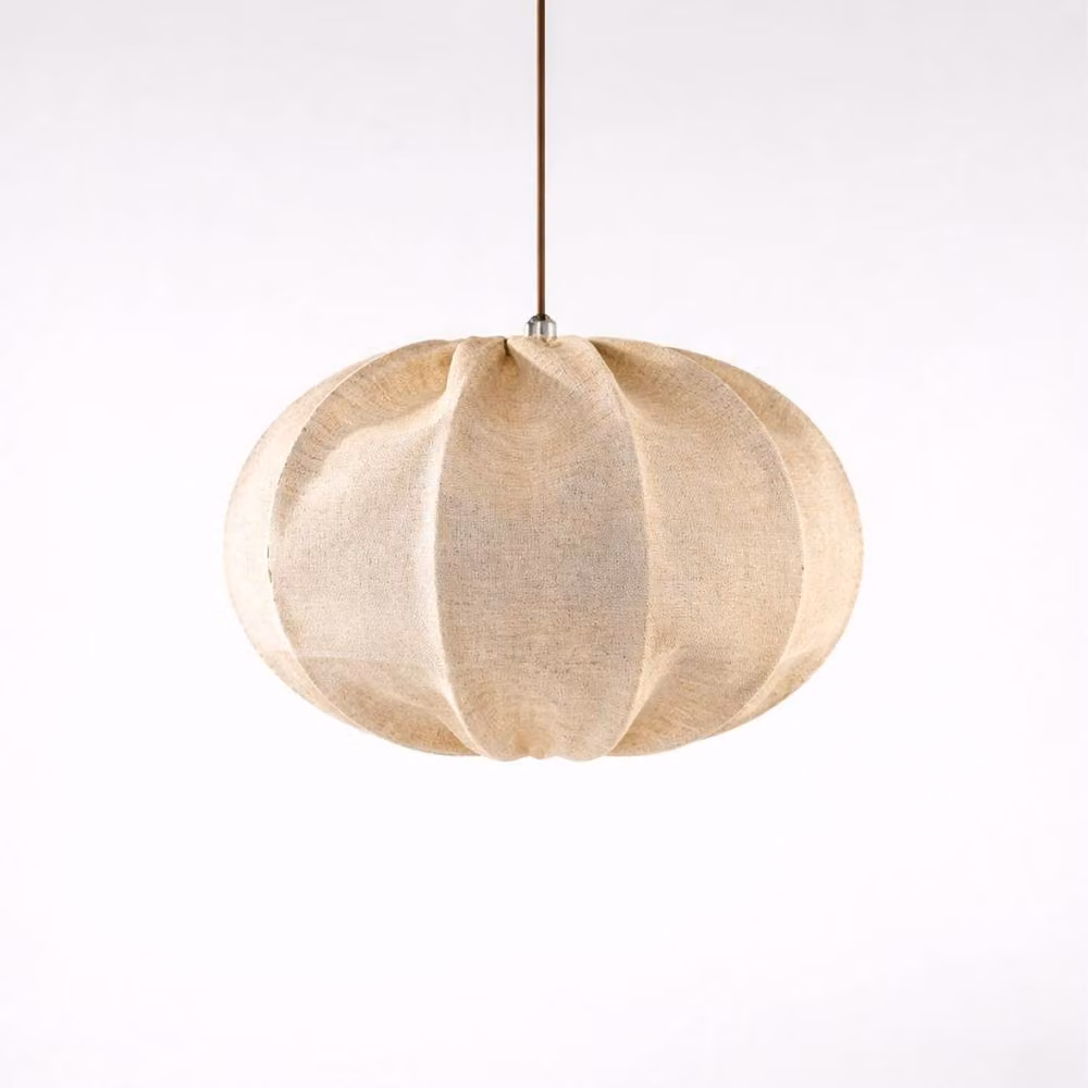CGC Lighting Serafina Oval Linen Fabric Lampshade in Beige, Width: 45 cm – 6