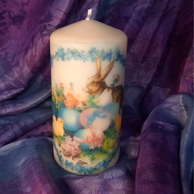 Viki Easter Pillar Candle in Multicolour
