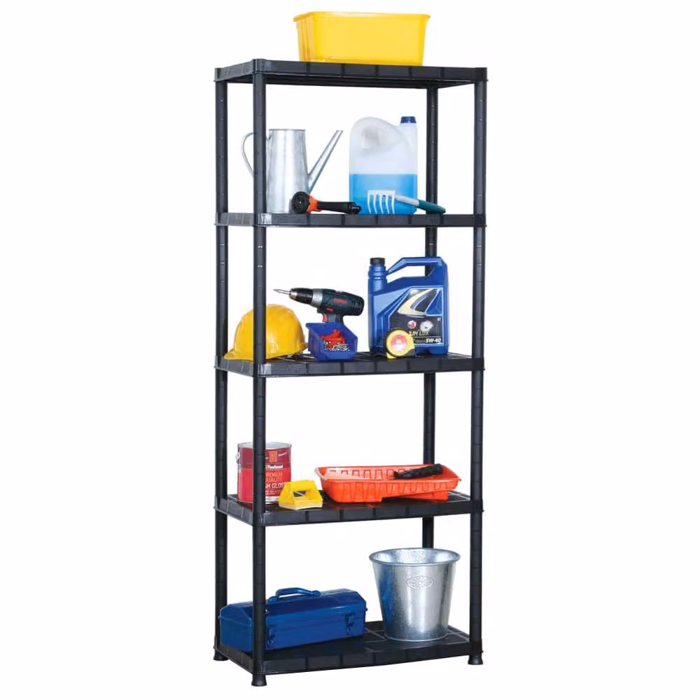 Berkfield Home 5-Tier Plastic Storage Shelf in Black, W/D/H: 71 x 38 x 170 cm – 2
