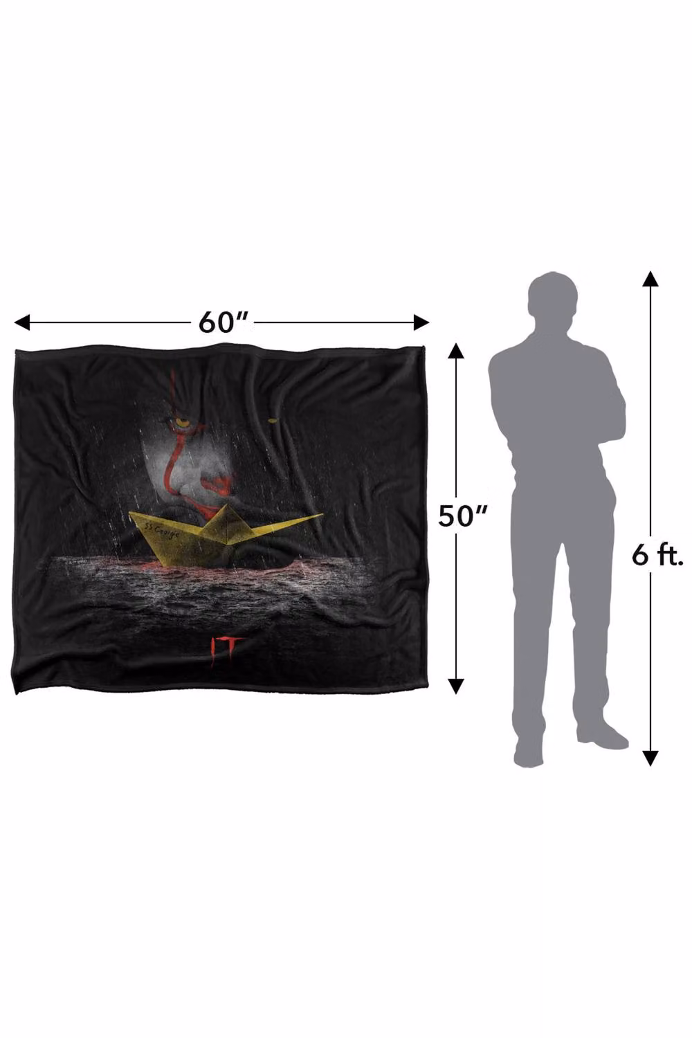 Warner Bros. It (2019) Paper Boat Silky Touch Super Soft Fluffy Throw Blanket, Multicolour and Black, Large – 3