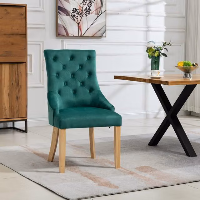Artemis Home Ravenna Velvet Dining Chairs, Set of 2, Green