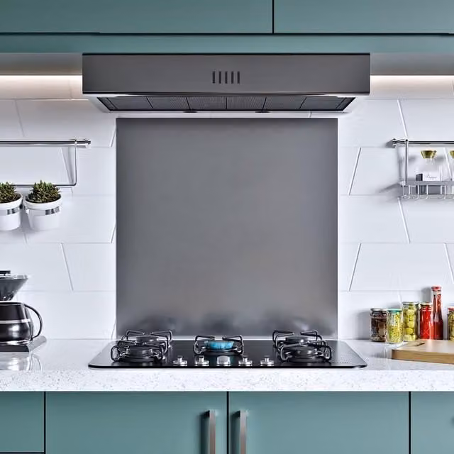 Belofay Stainless Steel Splashback in Silver, Width: 60 cm