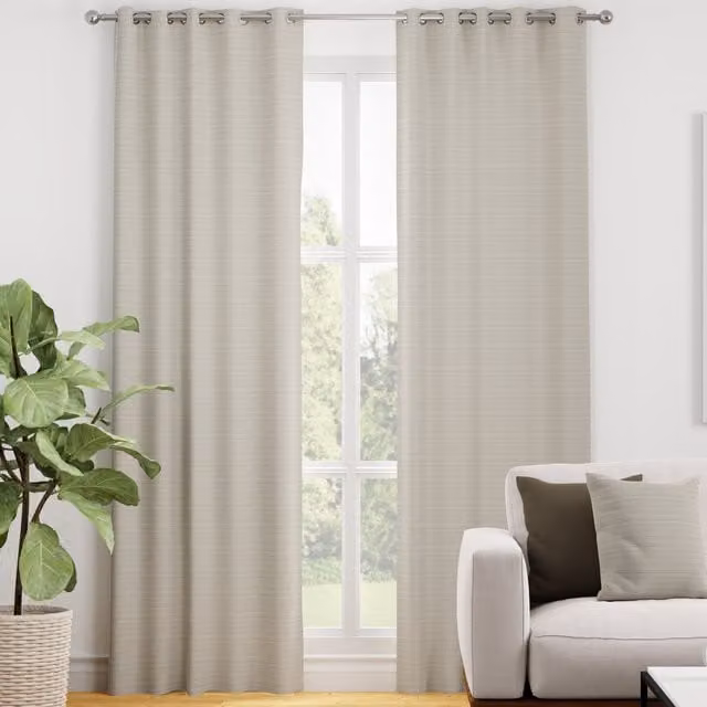 Terrys Made to Measure Beige Blackout Eyelet Fabric Panel Curtain