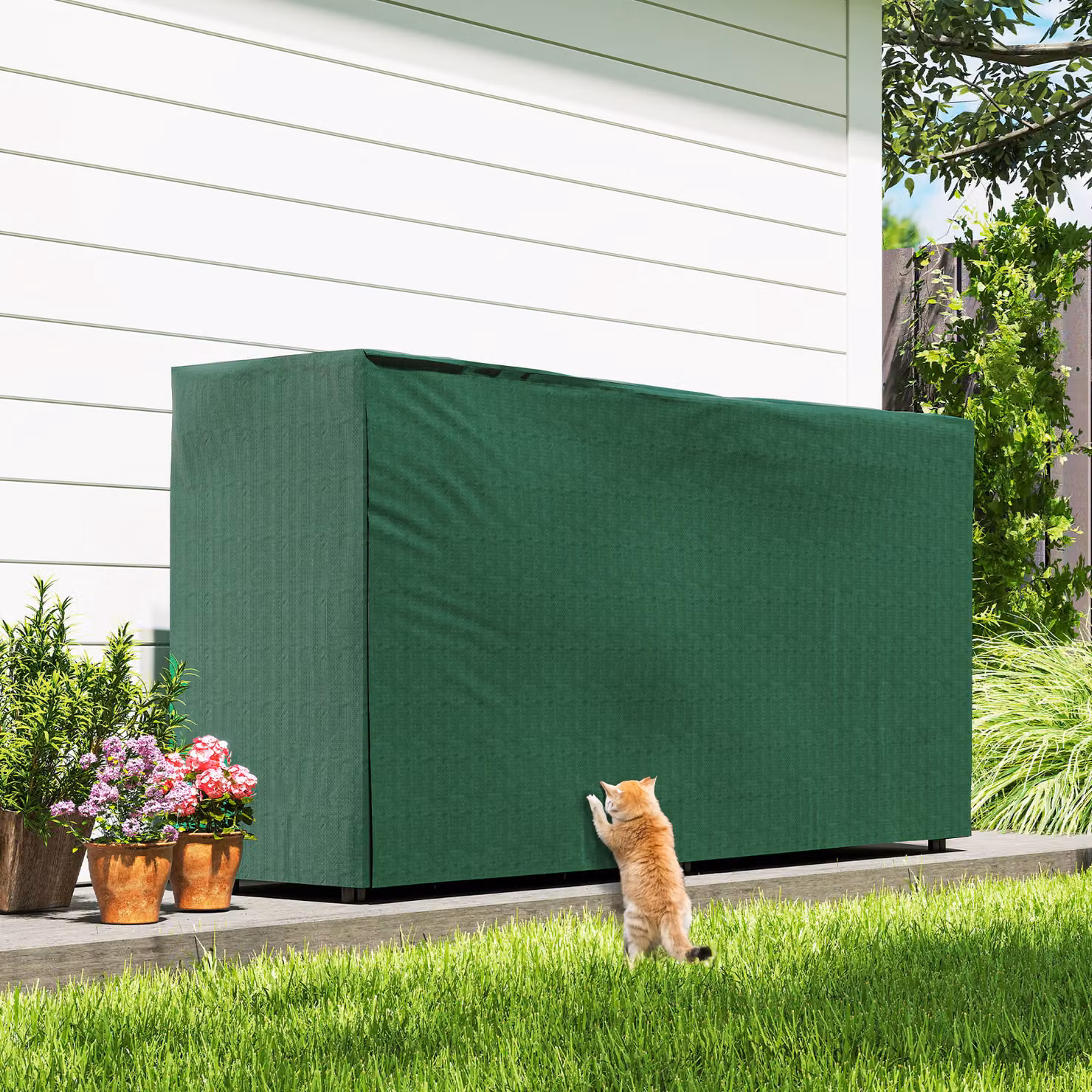 Outsunny Heavy Duty Metal Firewood Rack with Waterproof Cover in Dark Green, W/D/H: 200 x 36 x 99 cm – 5