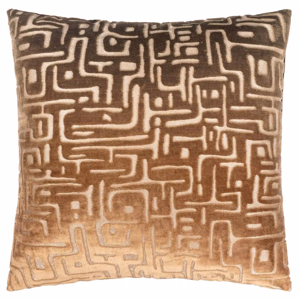 HOEM Soren Brown Cut Velvet Abstract Square Cushion, W/D/H: 45 x 45 x 45 cm – 2