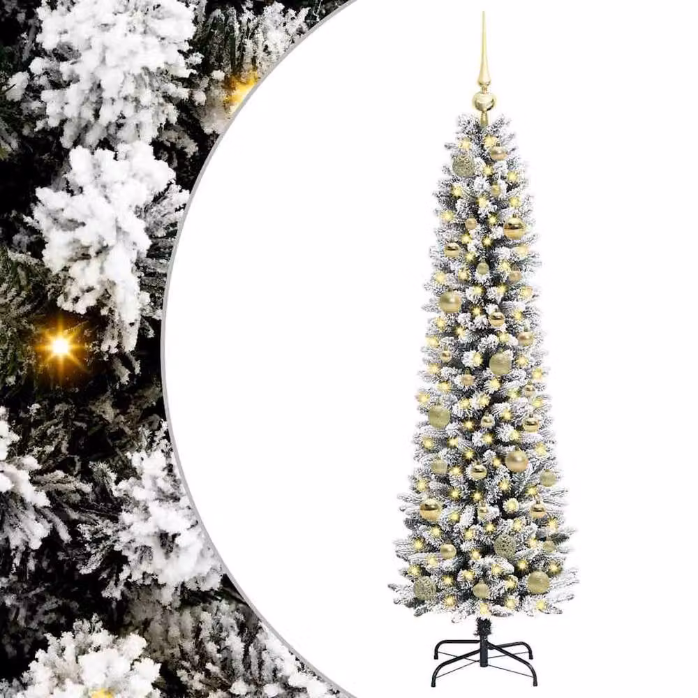 Berkfield Home Artificial Christmas Tree with 150 LEDs in Green, White and Black, Height: 150 cm – 2