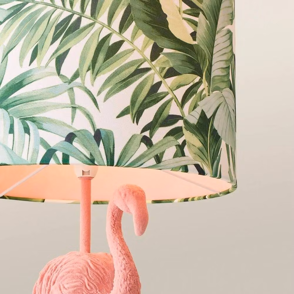FLAVORA Pink Velvet Flamingo Table Lamp with Ceramic Base – 2
