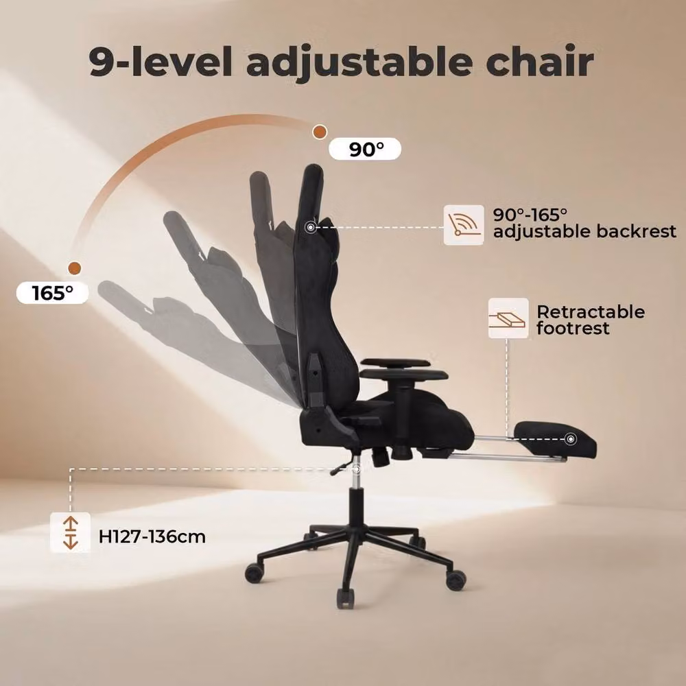 VOGREX Black Synthetic Leather Ergonomic Executive Office Chair with Headrest and Armrests – 4