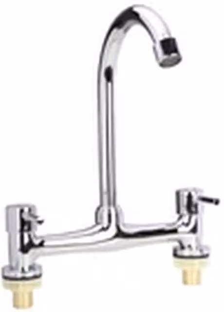 EONLION Modern Dual Lever Chrome Kitchen Sink Mixer Tap in Silver