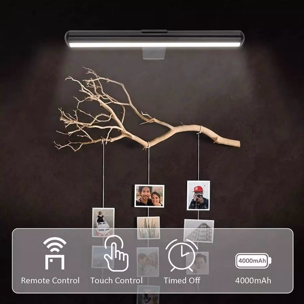 PAWNORA Black LED Wall Display Reading Lamp with 4400mAh Rechargeable Battery – 4