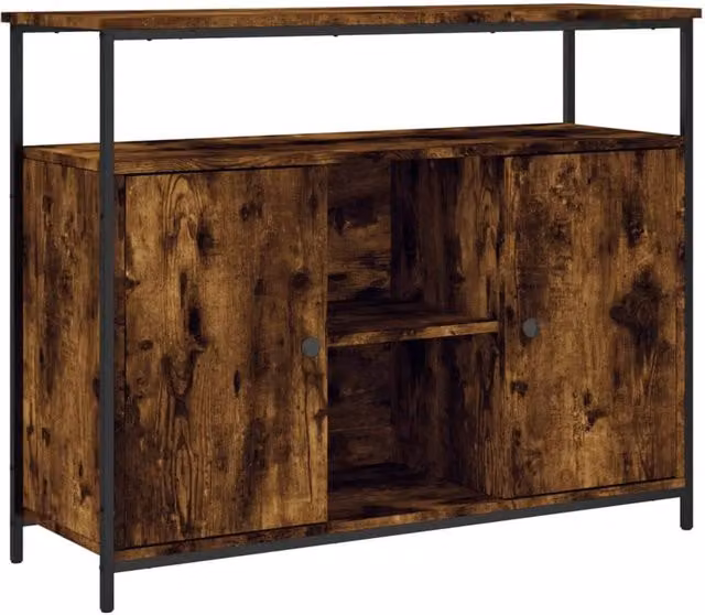 Berkfield Home Smoked Oak Sideboard in Brown, W/D/H: 100 x 35 x 80 cm – 1