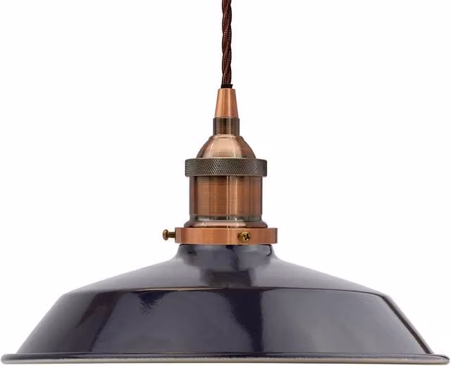 SE Home Trinity Small Metal Pendant Light in Navy Blue and Antique Copper