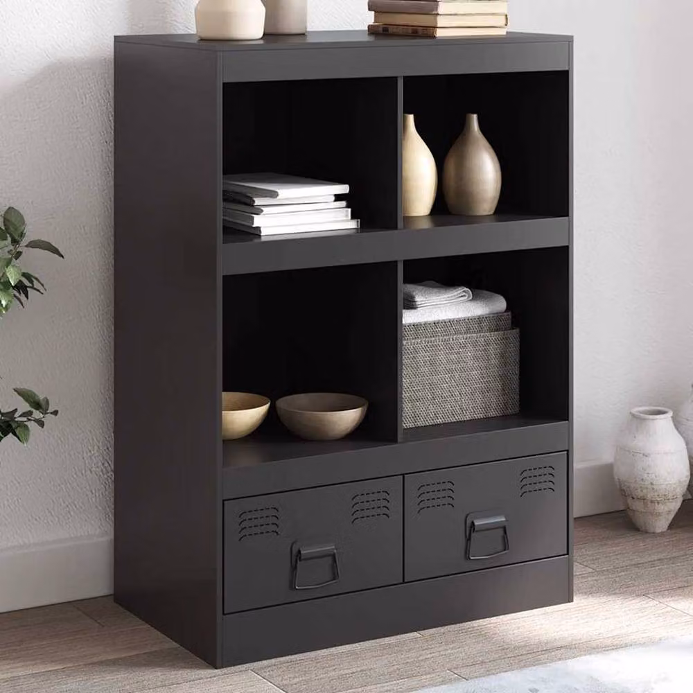 Berkfield Home Matt Black Steel Highboard W/D/H: 67 x 39 x 95 cm – 2