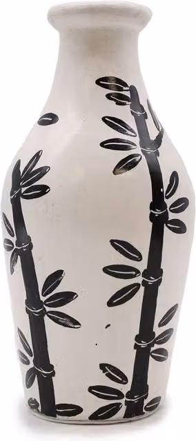 KDMD Ceramic Floral Ethnic Tabletop Vase in White, Beige or Sand, H 30.0 cm x W 14.0 cm x D 14.0 cm – 4