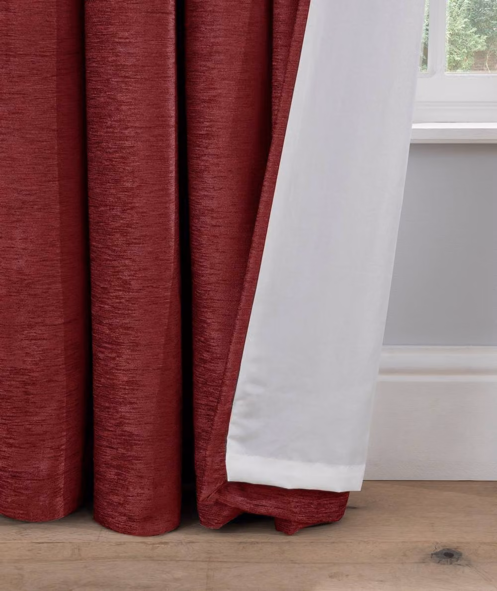 Smart Living Luxury Red Chenille Eyelet Lined Curtains, 2 Fabric Panels, Width: 117 cm, Drop: 137 cm – 5