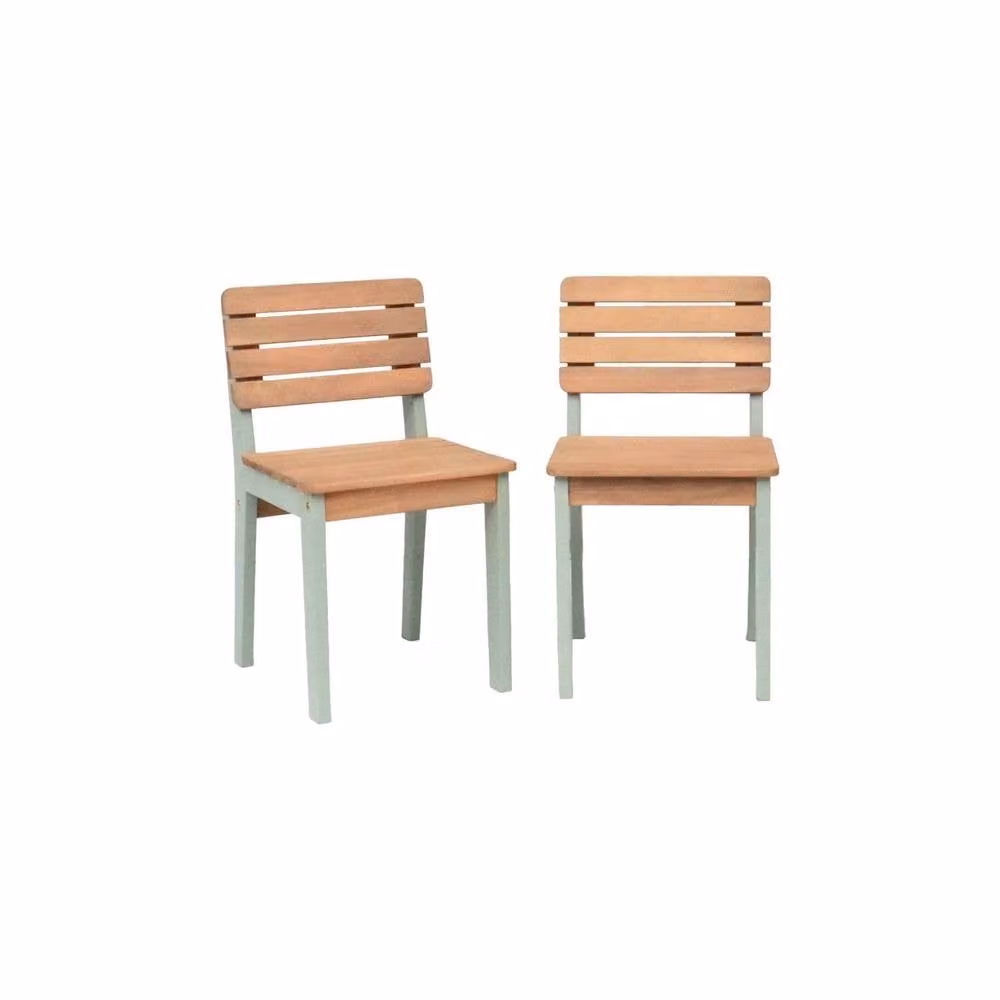 sweeek Set of 2 Childrens Lacquered Acacia Wood Chairs in Green – 2