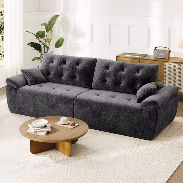 Dprodo 4 Seater Modular Chenille Sofa in Grey, 275 cm Width – 1