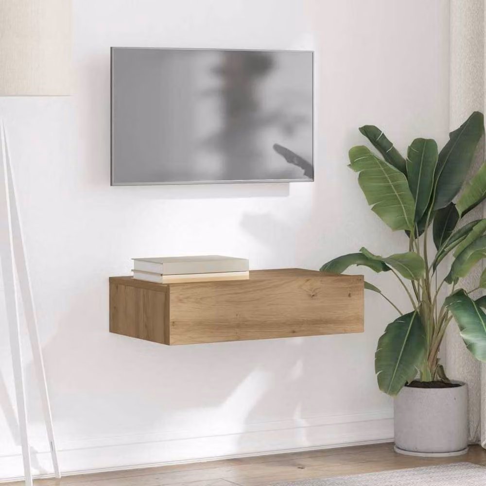Berkfield Home Artisan Oak TV Cabinet with LED Lights, Brown, W: 60 cm, D: 35 cm, H: 15.5 cm – 4