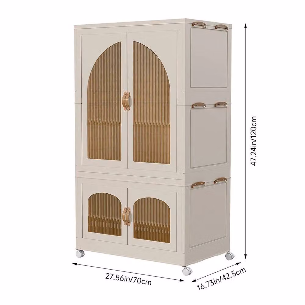 KORVIXA Extra Large Plastic Wardrobe in Beige with Hanging Rod, W/D/H: 120 x 100 x 100 cm – 2